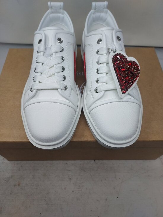 Christian Louboutin MENS White Heart Love Adolon Junior Sneaker - Picture 9 of 12